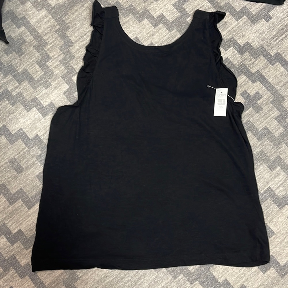 Loft Black Ruffle Tank